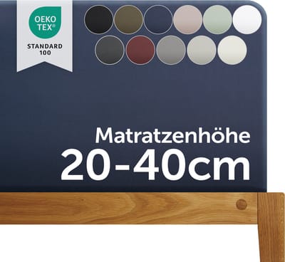 Blumtal Boxspring Hoeslaken - 180 tot 200 x 200 tot 220 cm - Matrashoogte 20 tot 40 cm - Katoenen Hoeslaken - Boxspring en Waterbed - Oeko-TEX gecertificeerd - Donkerblauw