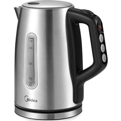 Midea waterkoker met temperatuurstanden (40–100°C), roestvrijstalen, 1,7 liter, 2200 W, waterpeilindicator, warmhoudfunctie, droogkookbeveiliging,