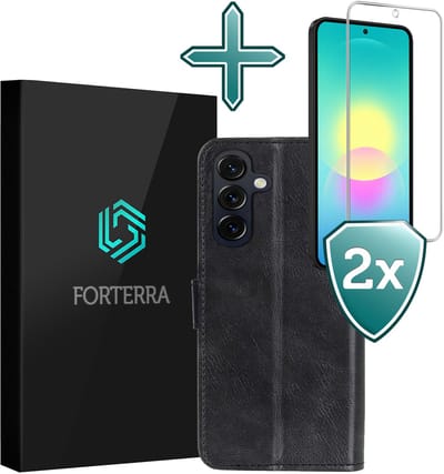 Hoesje Met 2x Screenprotector - Geschikt voor Samsung Galaxy A27 - Luxe Pasjeshouder - Flip Case - Bookcase Portemonee - Kunstleer Book Case - Flipcase Hoes - Book Cover - Walletcase - Portemonneehoes - Zwart