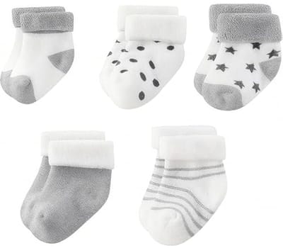 5-pack sokken, ademende katoenen babysokken voor pasgeborenen, dikke, warme sokken, geschikt voor baby's van 5-12 maanden (grijs)
