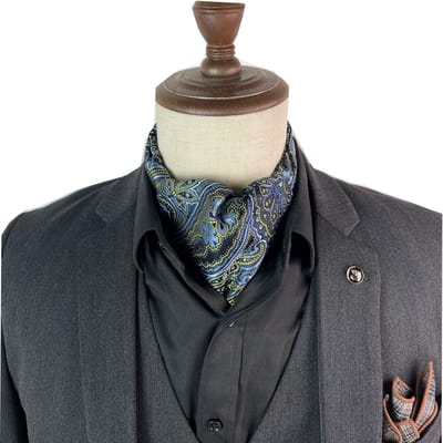 Stropdassjaal – Ascot – Sjaal Heren – Paisley Dessin – Groen/Blauw