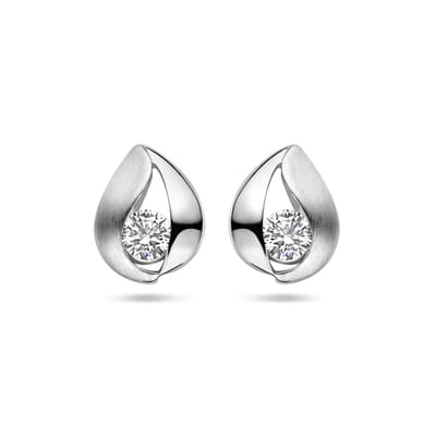Zilver Gerhodineerd Oorknoppen Druppel Zirkonia Poli/Mat 1336991