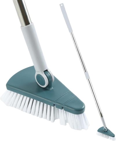 Reinigingsborstel Lange Handgreep - Vloerwisser Douche - Badkamer Schoonmaken - Flexibele Hoekkop - 41 x 19 x 10 cm - Donkerblauw