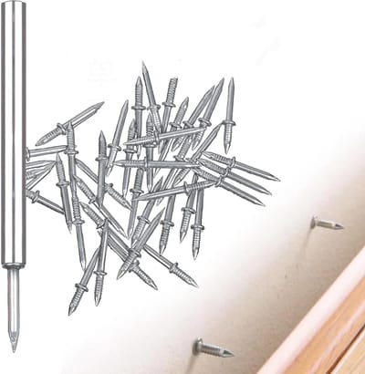 200 stuks naadloze plintspijkers - met dubbele kop - voetlijnspijkers zonder markeringen - met speciaal hulsgereedschap - voor beveiliging, voor bekleding en fineer