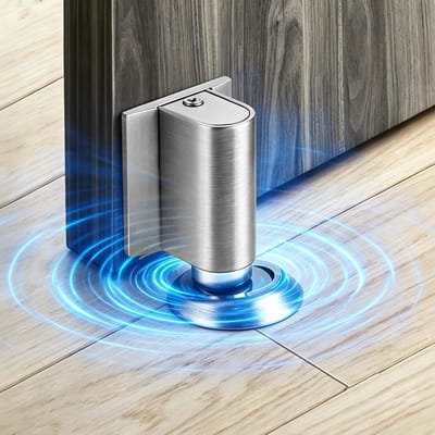 Magnetische deurstopper - Vloer deurstopper - Deuren open houden - Boorvrije montage - Verstelbaar 5-22mm - Zilver