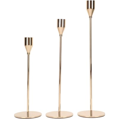 Metalen Kaarsenhouder Retro Exquise Hoogglans Goud Kandelaarhouders voor Tafeldecoratie beige