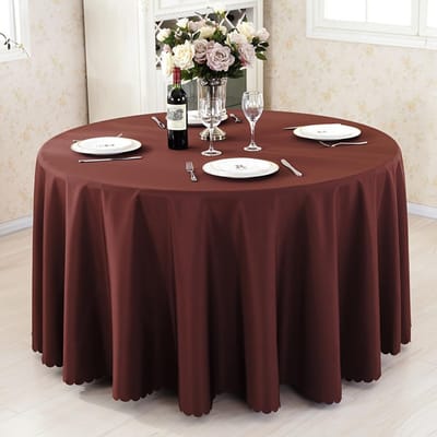 1 pièce Nappe ronde décorative en polyester uni pour mariage, table d'hôtel, buffet et décoration en tissu pour fête de camping, décoration de salle 140cm