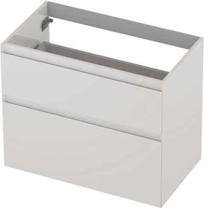 INK® wastafelonderkast 2 laden greeploos gelakt asymmetrisch 80x45x65cm, hoogglans wit