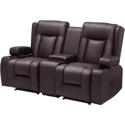 VEVOR Loveseat Relaxfauteuil, verstelbare relaxfauteuil met middenconsole, PU-leren relaxfauteuil met USB-poorten, bekerhouders en opbergvakken, relaxfauteuil voor woonkamer/camper