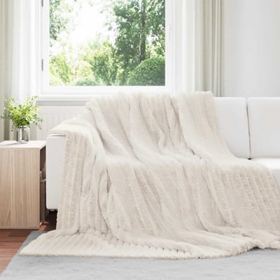 vidaXL - plaid - Crèmekleurig - 240 - x - 220 - cm - 1.37 - kg - Fleece