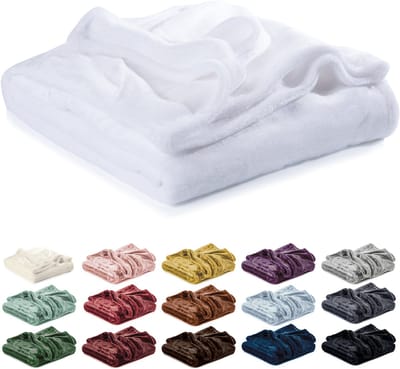 Lavea® Fleece Deken 130x150 cm – 1-persoons, Zacht – Warme Woondeken van Pluizige Microvezel voor Bank en Bed, Ademend en Wasbaar – Wit