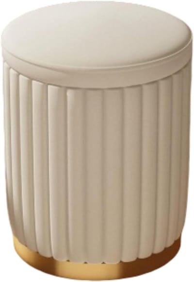 Velvet voetenbank - Gestoffeerde kruk - Extra zitplaats - Met opbergruimte - 45 x 34 cm - Wit