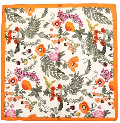 Bijoutheek Sjaal (Fashion) Vierkant Zijdezacht Veldbloemen Orange