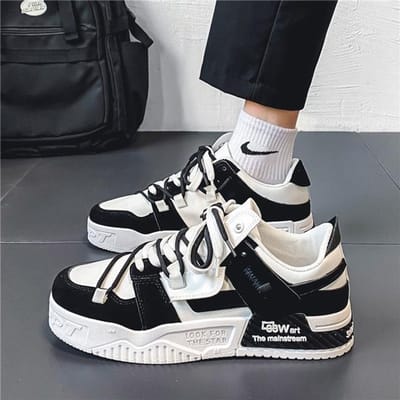 Heren Sneakers Mode Skateschoenen Vetersluiting Platform Trainers Outdoor Casual Schoenen voor Heren Gevulkaniseerde Schoenen Tenis Masculino 39 gray