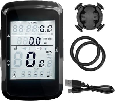 Fietscomputer-Draadloos - 2.4-Inch-LED-Display - Snelheidsmeter-Kilometerteller - Waterdicht - Inclusief-Stuurhouder-&-Sensoren - Zwart
