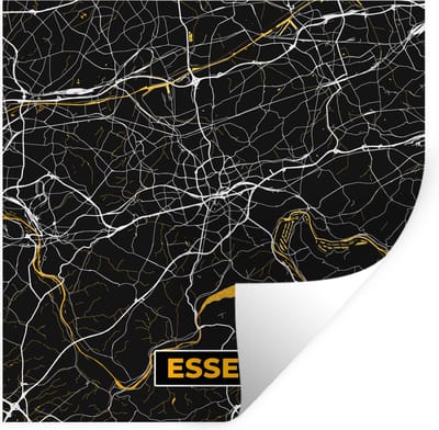 Muurstickers - Sticker Folie - Essen - Goud - Stadskaart - Plattegrond - Kaart - Duitsland - 100x100 cm - Plakfolie - Muurstickers Kinderkamer - Zelfklevend Behang XXL - Zelfklevend behangpapier - Stickerfolie