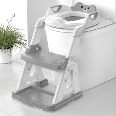 Zindelijkheidstrainingszitje - Peuter toiletbril - Kinderen zindelijk maken - Veilige driehoekige structuur - Verstelbaar 35-43 cm - Grijs