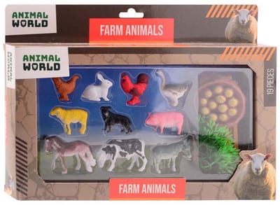 Johntoy boerderij speelset dieren speelgoed 19-delig kunststof.