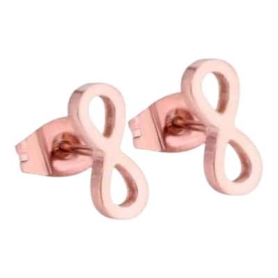 Aramat Jewels | Oorbellen | Stalen Infinity Oorbellen - Rosékleur & Elegant | | | |4mm | Staal | Kinderen, Volwassenen | Verkleurd niet