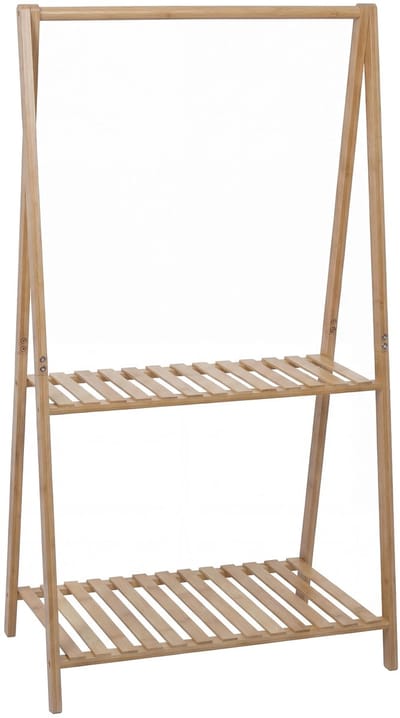 Bamboe plantenrek MCW-Q32, bloemenladder plantenladder badkamerrek, staaf 2 planken 130x70x44cm ~ naturel