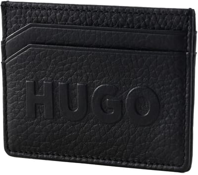 HUGO Leren kaarthouder New Ethon Card Holder Black zwart