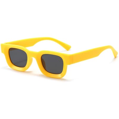 Mode Kleine Vierkante Zonnebril Dames Heren Luxe Merk Retro Bril UV400 Bescherming Trendy Zonnebrillen Sunglasses yellow