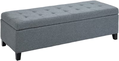 Wishdor - Opbergbank - Gecapitonneerde Zitting Met Deksel - Klassiek Ontwerp - Voor Woonkamer Of Slaapkamer - Polyester - Grijs - 125 X 49 X 41,5 Cm