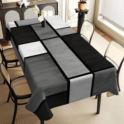Zwart Witte Kleurblokken Rechthoekige Tafelkleed voor Tafeldecoratie Moderne Geometrische Keuken Eetkamertafel Kleed Feestdecoratie 90x140cm gray