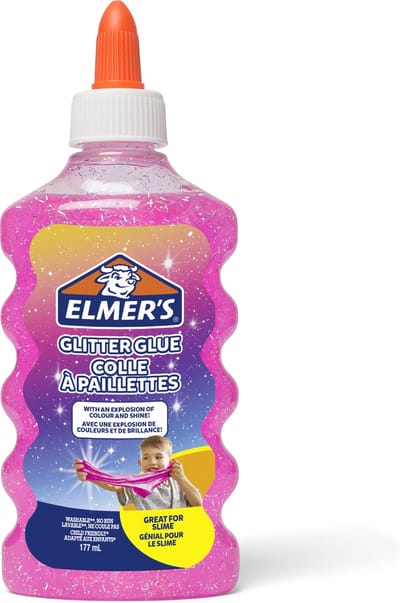 Elmer's PVA glitterlijm | roze | 177 ml | uitwasbaar en kindvriendelijk | geweldig voor het maken van slijm en om te knutselen
