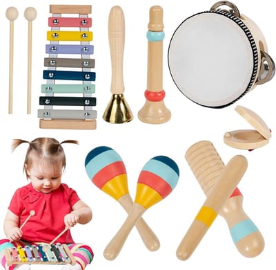 Muziekinstrumenten set - Houten speelgoed - Vroeg leren muziek - Duurzaam houten materiaal - 8 delig - Niet gespecificeerd