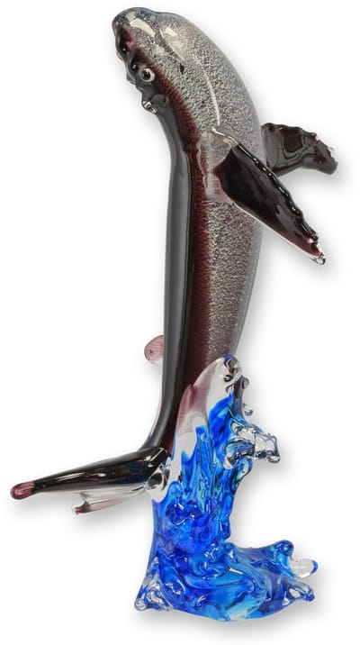 Walvis - Glazen beeld - Murano stijl - 37,8 cm hoog