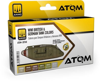 AMMO by Mig Jimenez Hobbyverf Acrylverf - MIG 20760 ATOM - WWI Britse en Duitse Tanks Kleurenset - Acryl Set 6x20ml Verf set - 6x 20 ml