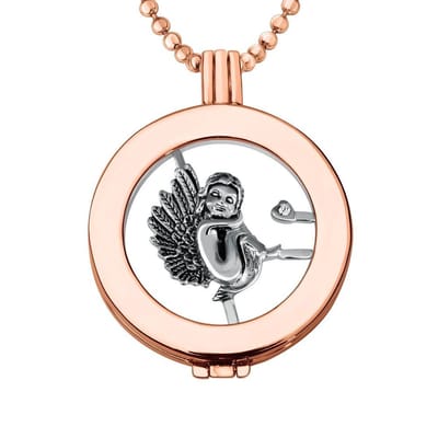 Munthouder met Ketting en Munt 33mm Engel - Rosegoudkleurig - ERHS930