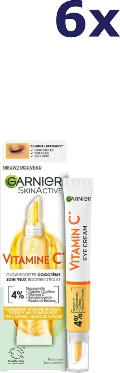 Garnier SkinActive Vitamine C Glowbooster Oogcrème - 6 x 15 ml - Voordeelverpakking