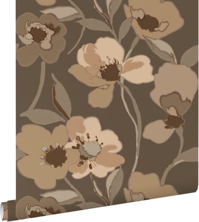 ESTAhome behang bloemen warm beige en bruin - 50 x 900 cm - 130989