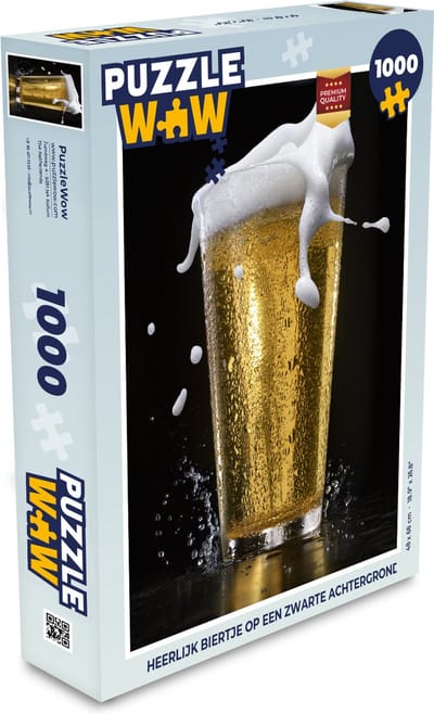 Puzzel Heerlijk biertje op een zwarte achtergrond - Legpuzzel - Puzzel 1000 stukjes volwassenen