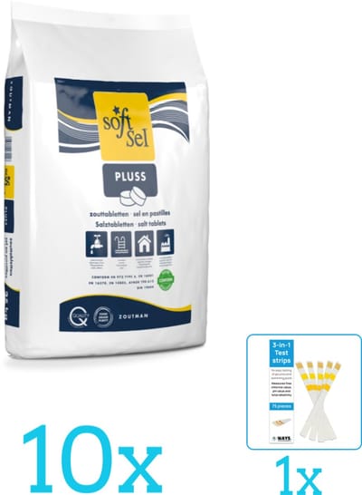 Soft-Sel - Zwembadreinigingsmiddel - Zwembadzouttabletten - 25 kg - Volumebundel - Zwembadzout - 10-delig