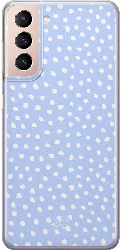Hoesje geschikt voor Samsung Galaxy S21 Plus - Paars lila stippen - Soft Case - TPU - Gestipt - Paars - Mooie Telefoonhoesjes