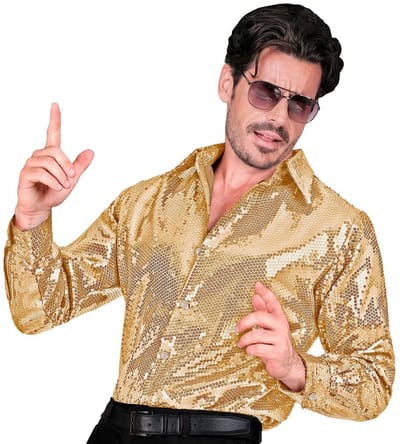 Oogverblindende Pailletten Overhemd Goud Man