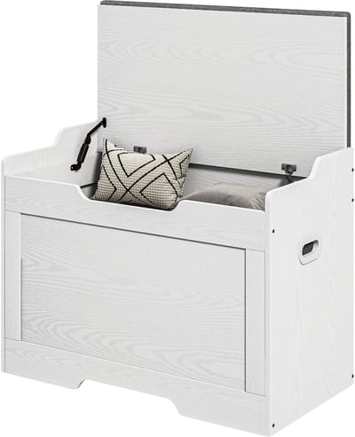 HOMCOM-Aufbewahrungstruhe-Polyester, Spanplatte-75L x 40B x 56H cm-Weiß