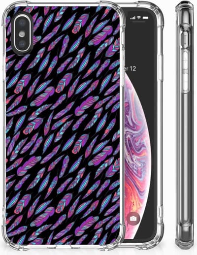 Back Cover voor Apple iPhone X | Xs Doorzichtige Silicone Hoesje Feathers Color