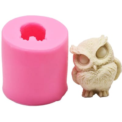 3D Uil Kaarsvorm Fondant Siliconen Vorm Herbruikbare Veilige Vorm voor Taartdecoratie Chocolade Fondant pink