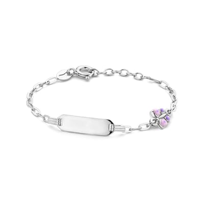 Zilver Gerhodineerd Graveerarmband Vlinder Plaat 5,0 Mm 11 + 2 Cm 1336378