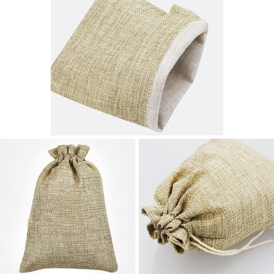 10 stuks Hessische tas met trekkoord, 13 x 18 cm (5 x 7 inch) katoenen mousseline zakken jute zakken feestopslag wrap geschenkzakken voor sieraden organisator kerstfeest bruiloft gunsten