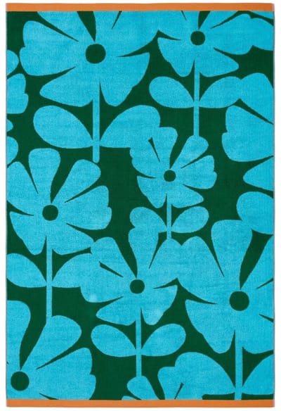 Orla Kiely Wildflower Blue Lagoon jacquard badlaken - blauw/groen - 100x150 cm