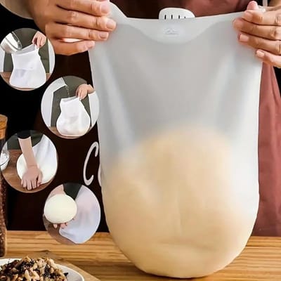 Herbruikbare kneedzak van voedselveilig siliconen, geschikt voor brood, gebak, pizza en tortilla's; mengzak voor bloem; opbergzak; groot formaat (2,7 kg).