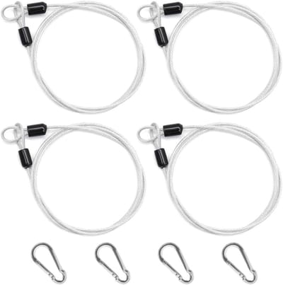 Veiligheidskabels van RVS 1m x 3mm - Set van 4 met Karabijnhaak voor Fietsen, Motoren en Tuinmeubelen