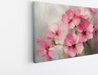 Saammp Canvas Schilderij - Zachte Roze Bloemen - Abstract - 45x30 - Foto op canvas - Wanddecoratie - Muurdecoratie Woonkamer - Kantoor Decoratie