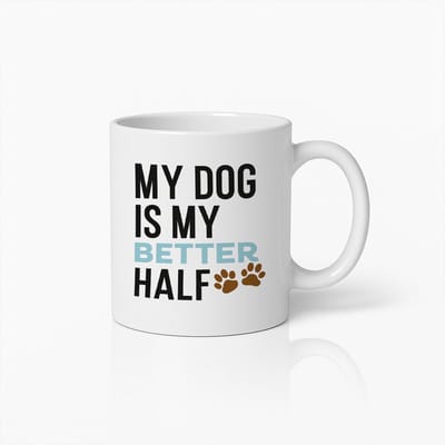 Hondenliefhebber Mok 330ml – Mijn Hond Is Mijn Betere Helft – Grappige Koffiebeker met Pootafdruk Design – Perfect Cadeau voor Huisdiereigenaren