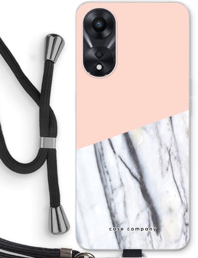 Case Company® - Hoesje met koord geschikt voor Oppo A78 5G hoesje met Koord - A touch of peach - Telefoonhoesje met Zwart Koord - Bescherming aan alle Kanten en Over de Schermrand